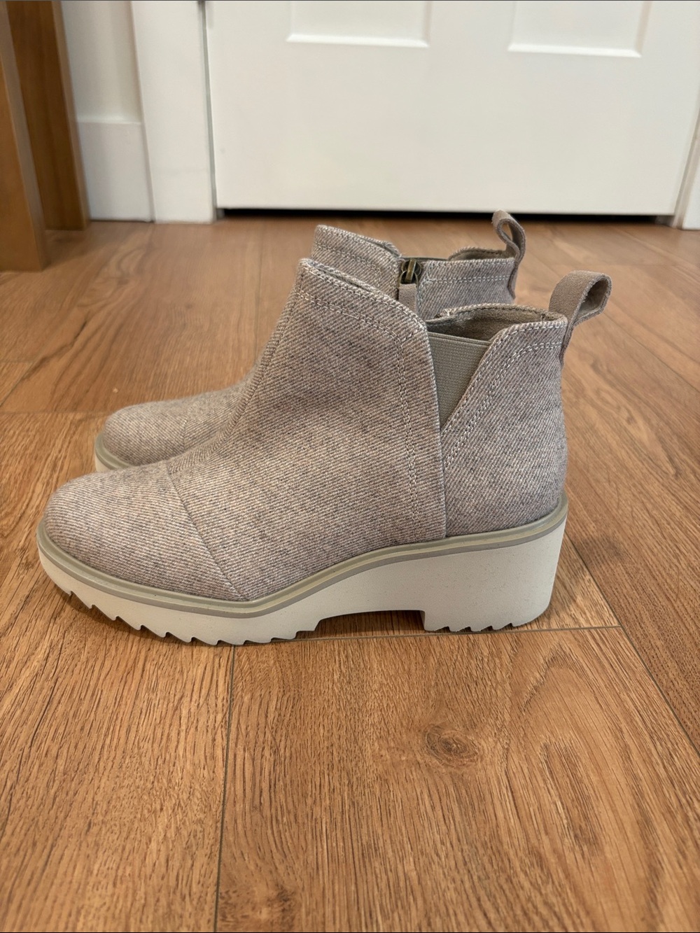 Toms Light Taupe Platform Ankle Booties